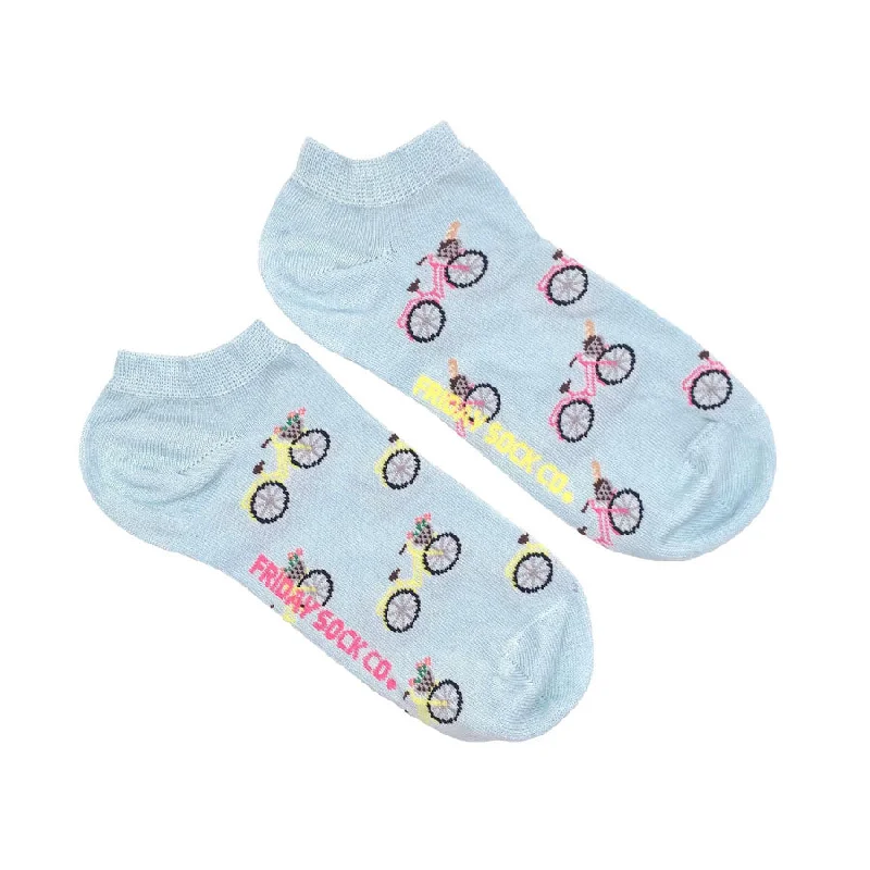 Women's Pink and Yellow Bicycle Ankle Socks