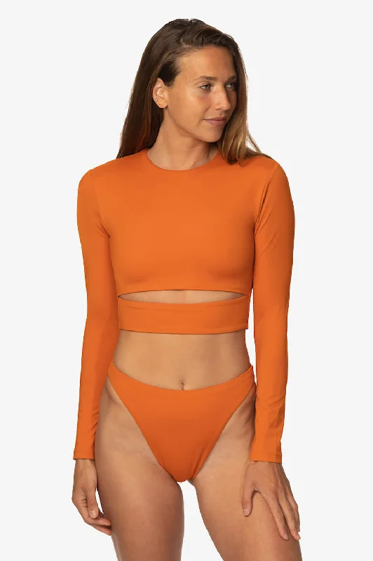 Taranaki Long Sleeved Crop Cut-Out Rashie - Ginger