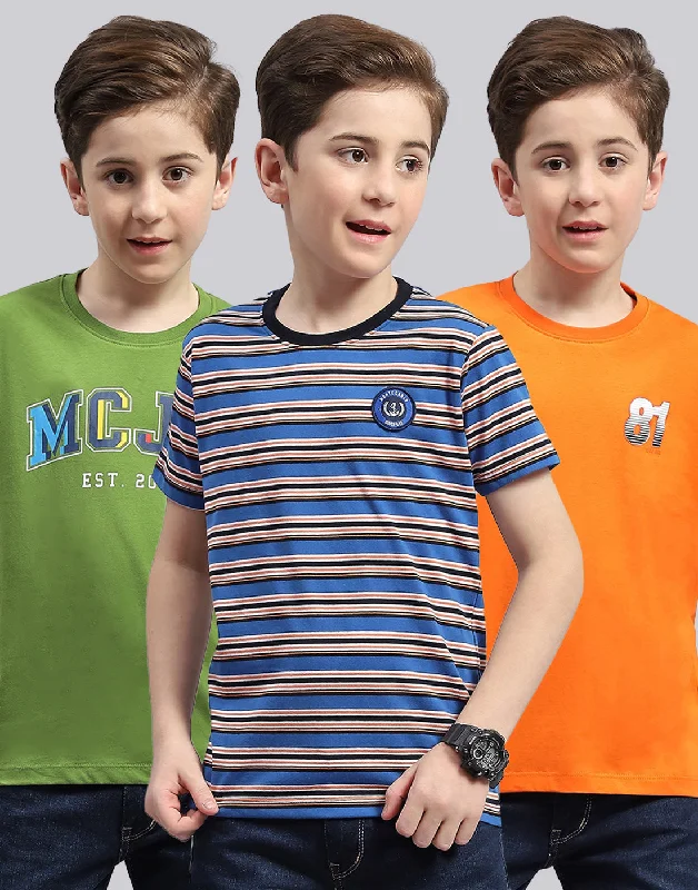 Boys Printed Round Neck Half Sleeve T-Shirt (Pack of 3)