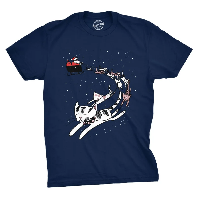 Cats In Christmas Sleigh Men's T Shirt