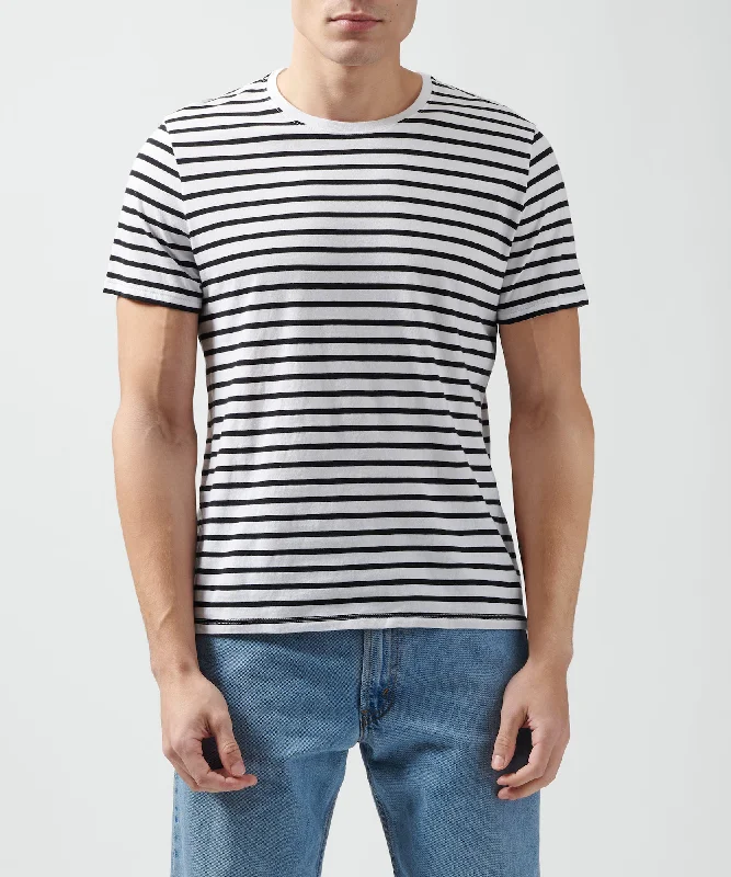 Classic Jersey Crew Neck Tee - Black/ White Stripe