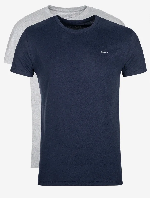 Crew Neck T-Shirt 2 Pack Light Grey Mel Navy