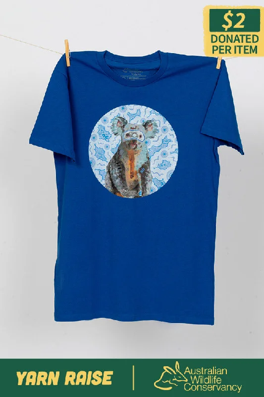 Koala (Gurrburr) 'Australian Wildlife Conservancy' Royal Blue Cotton Crew Neck Unisex T-Shirt