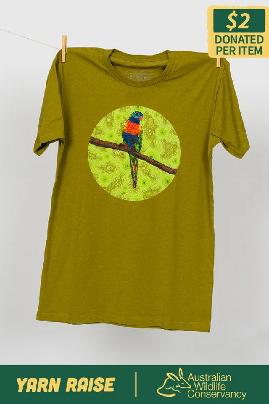 Lorikeet 'Australian Wildlife Conservancy' Moss Cotton Crew Neck Unisex T-Shirt