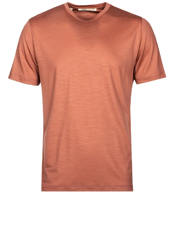 Short Sleeve Wool T-shirt Peach