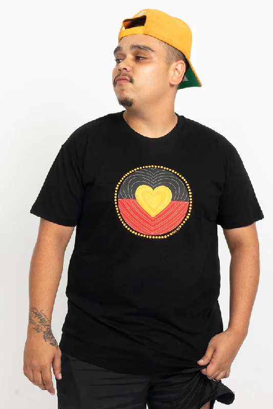 Proud Heart Black Cotton Crew Neck Unisex T-Shirt