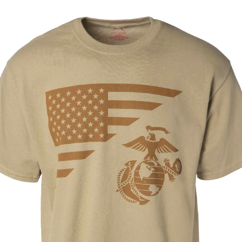 USMC Flag, EGA Emblem T-shirt 100% Cotton