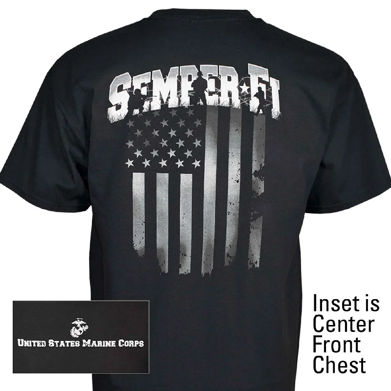 USMC Semper Fi Flag T-shirt White/Black