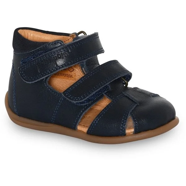 Pom Pom Sandal Two Velcro Navy