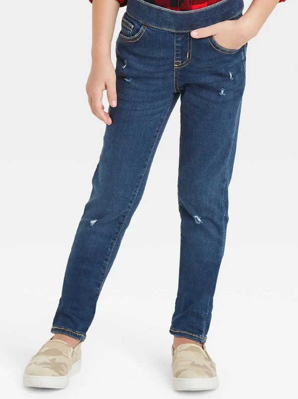 Kid's Girl Ripped Washed Jeans,Navy