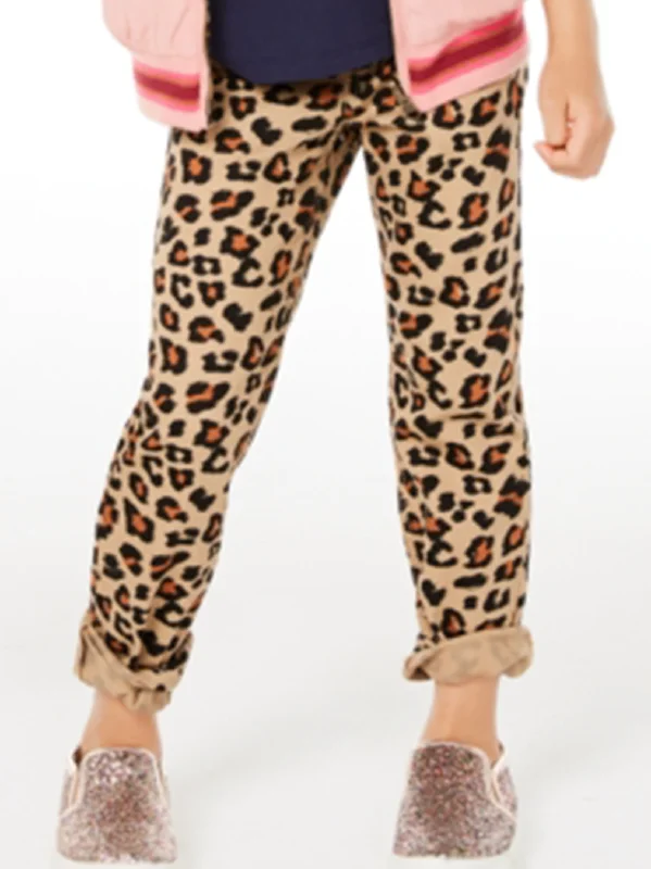 Kids Girl's Animal Printed Jeans,Beige