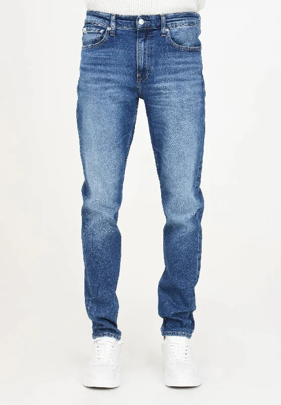 Jeans Slim Tapered in denim blu da uomo