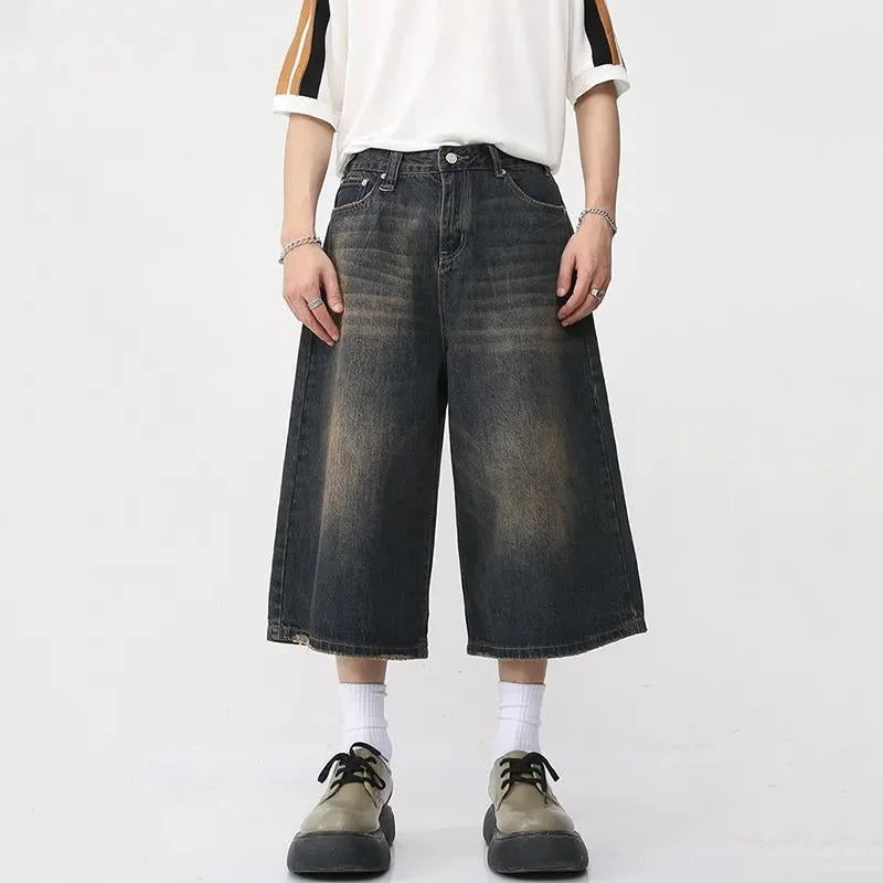 Dark Washed Jean Capri Shorts