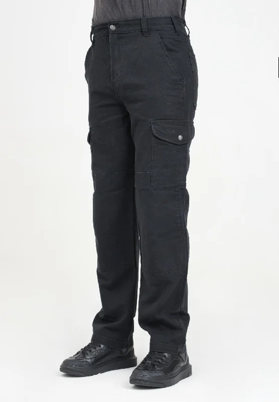 Jeans cargo nero da uomo