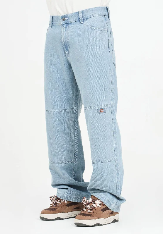 Jeans Double Knee in denim chiaro da uomo