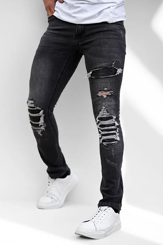 Grey Men's Slim Fit Jean - Ripped