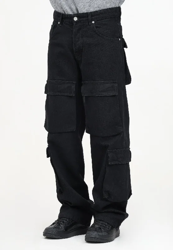 Jeans cargo nero da uomo