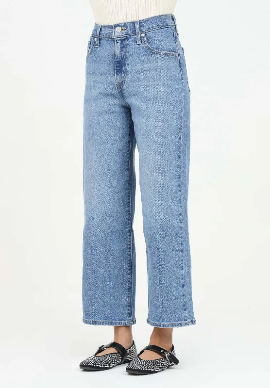 Jeans High Rise Wide Leg in denim chiaro da donna