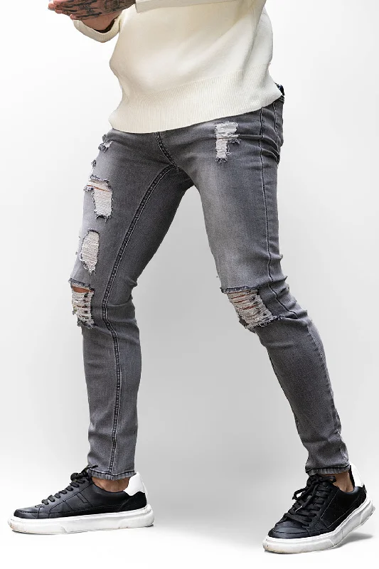 Men‘s Skinny Grey Ripped Jean