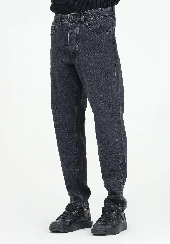 Jeans 190 Regular Tapered in denim nero da uomo