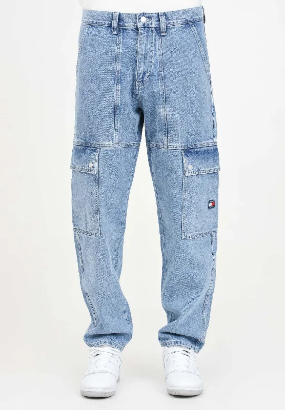 Jeans cargo in denim chiaro da uomo Isaac Relaxed Tapered