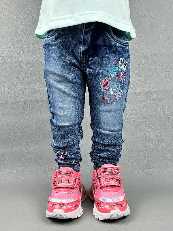 3Yrs - 13Yrs Light Blue Stretchable Denim Jeans For Girls GJ07