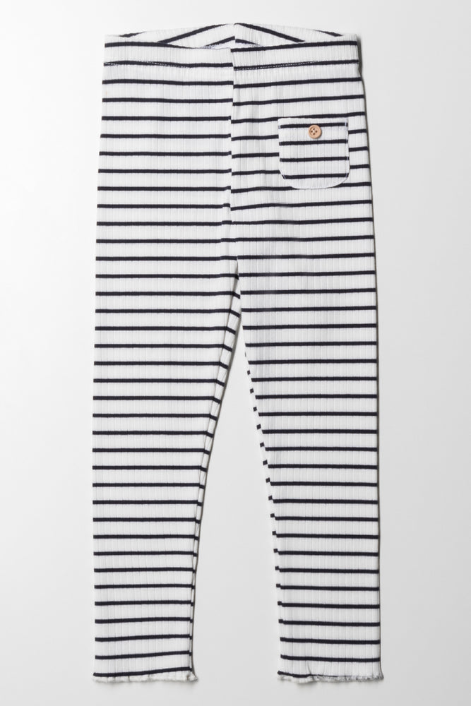 Stripe Leggings Navy & White